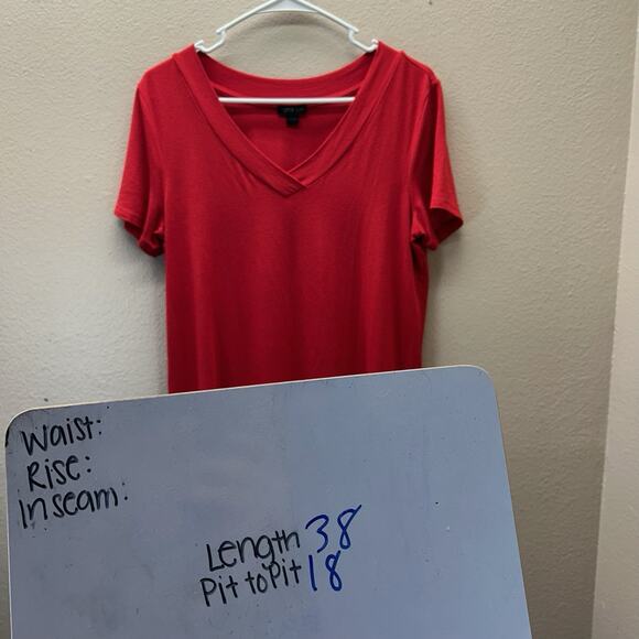J.JILL Wearever Collection Soft Stretch Red Flowy Shirt Dress Size Small V Neck - Picture 2 of 6